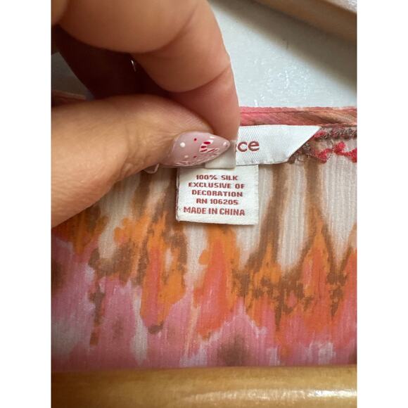 Sundance Women’s 100% Silk Blouse Embroidered Semi Sheer Boho Orange M - Picture 3 of 4